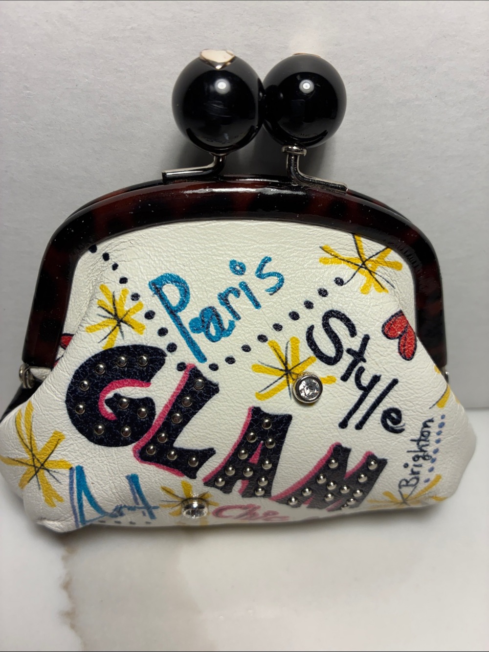 Brighton White 'Glam' Paris Coin Purse with Colorful Accents